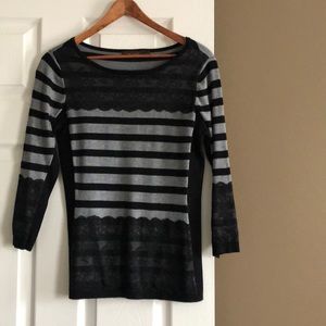 The Limited stripe & lace sweater